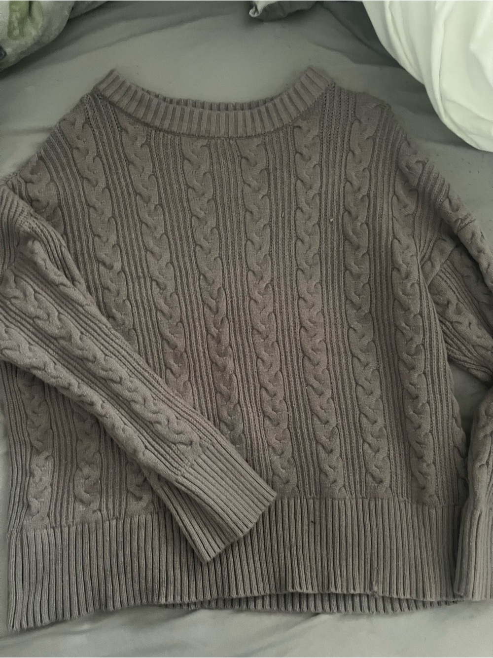 Classic Cable Knit Women's Sweater in Taupe